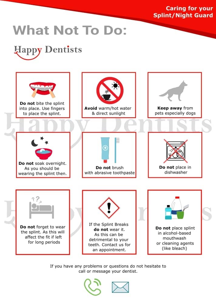 Caring for your dental splint, dental splint/night guard